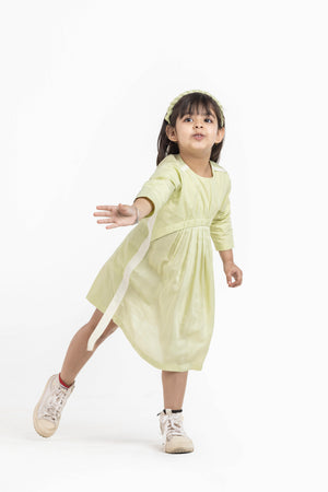 Pale Lime Yoke Gather Dress