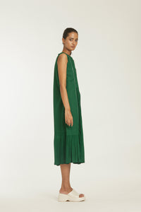 Panel Bottom Frill Dress - Emerald Green
