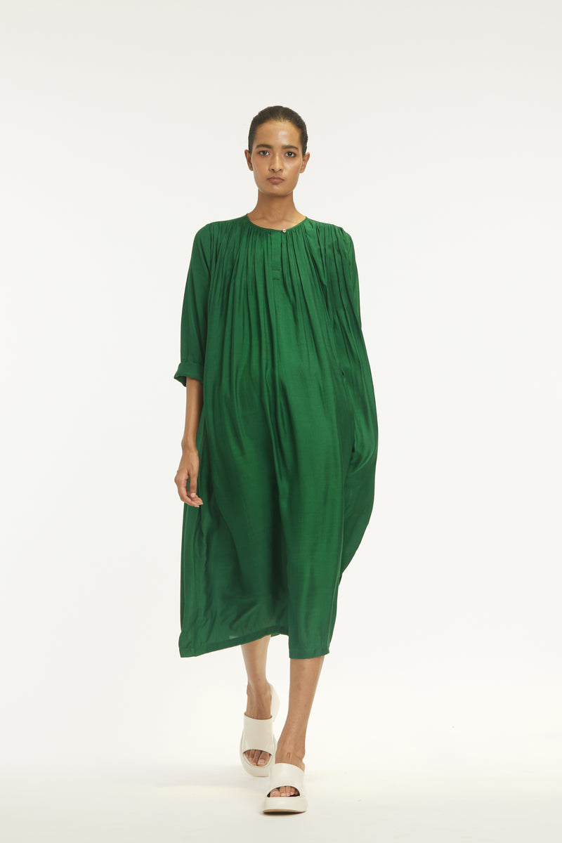 Gather Neck Dress Co-ord Emerald Green