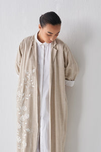 Tonal Embroidered Jacket - Beige - Three