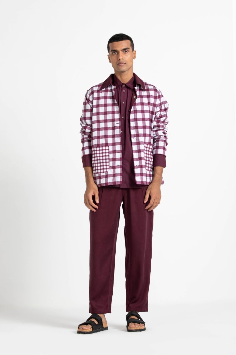 Twill Trousers Wine - Three