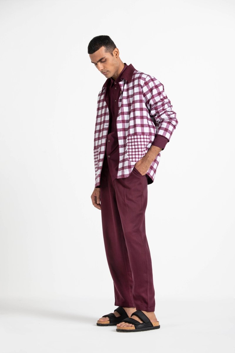 Twill Trousers Wine - Three