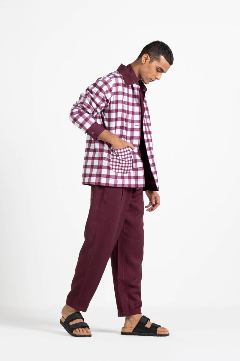 Twill Trousers Wine - Three