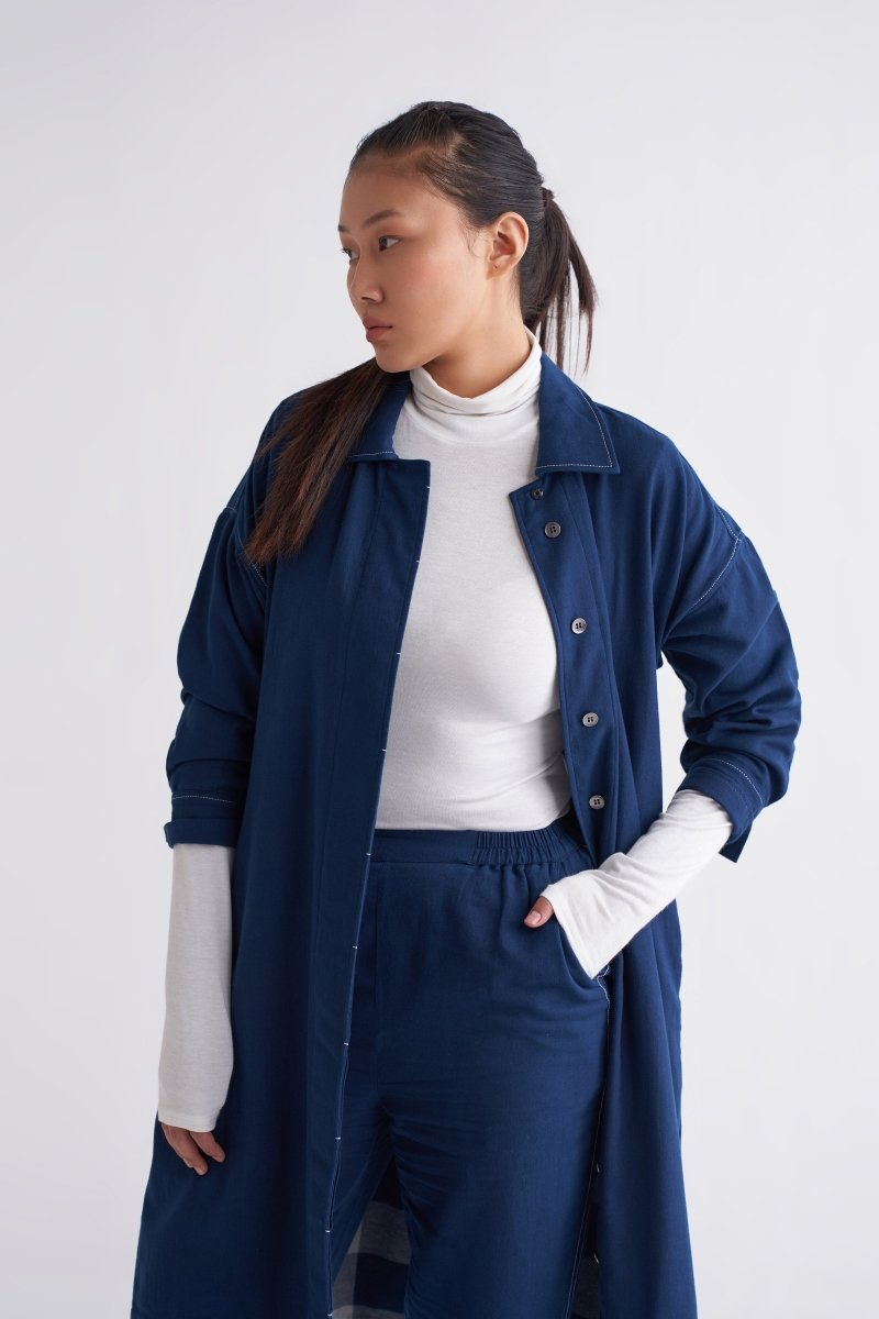 U-Hem Jacket Co-ord - Navy - Three