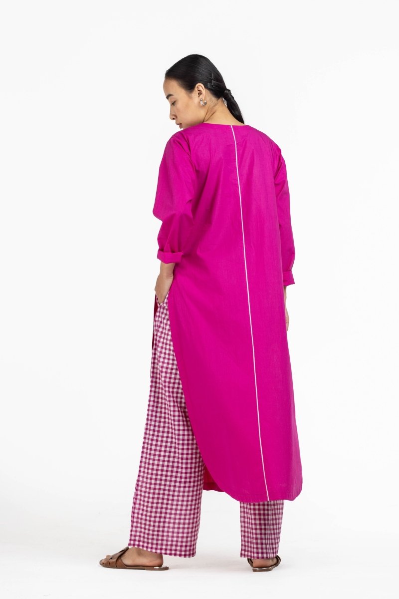 U Hem Kurta Hot Pink - Three