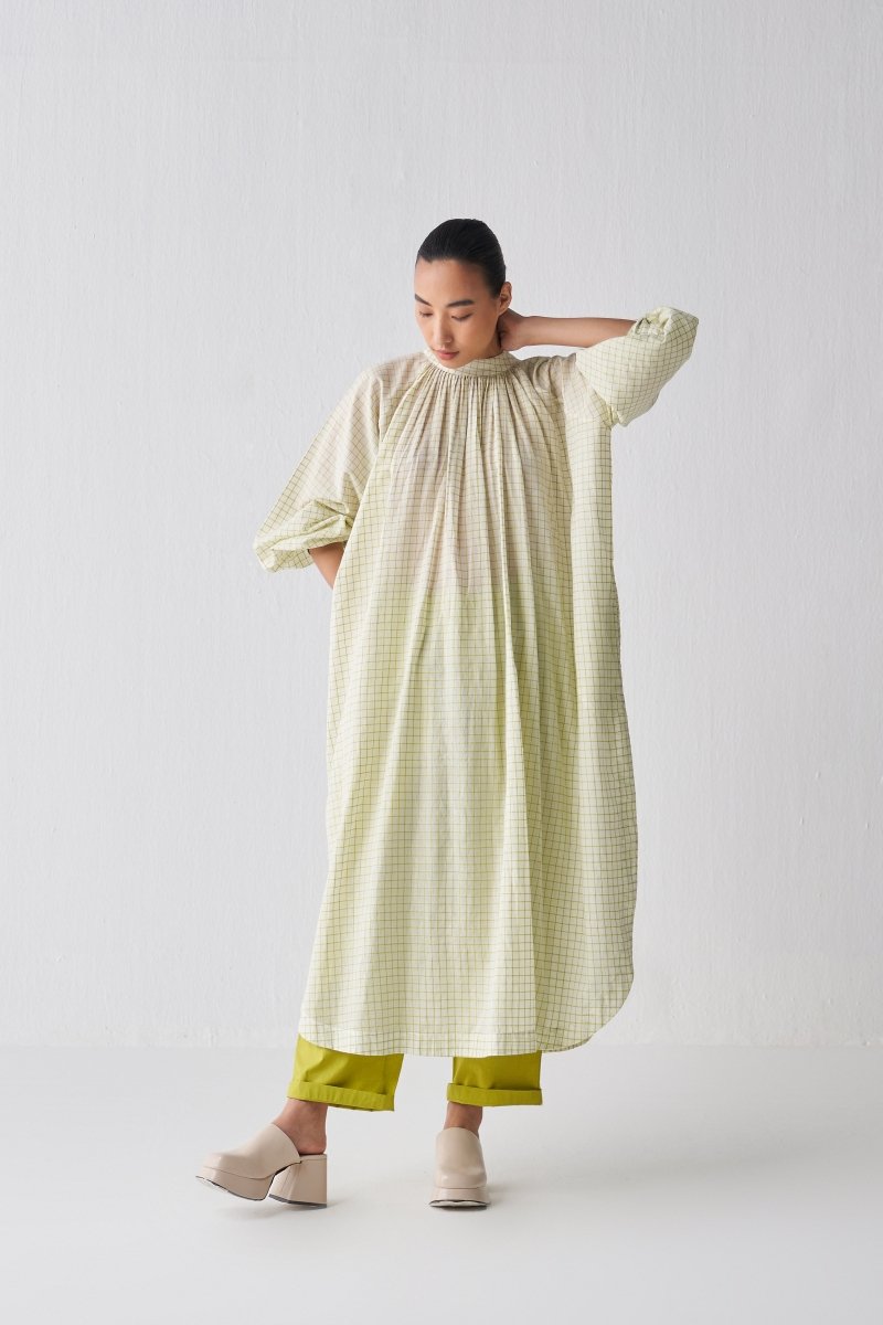 U Hem Tunic Co ord - Lime Check - Three