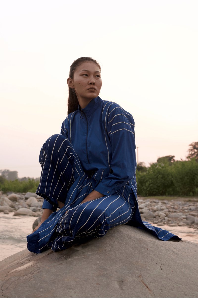 U-Yoke Embroidered Tunic Co-ord - Electric Blue - Three