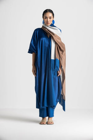 V Neck Kaftan Co-ord - Electric Blue (Set of 3) - Three