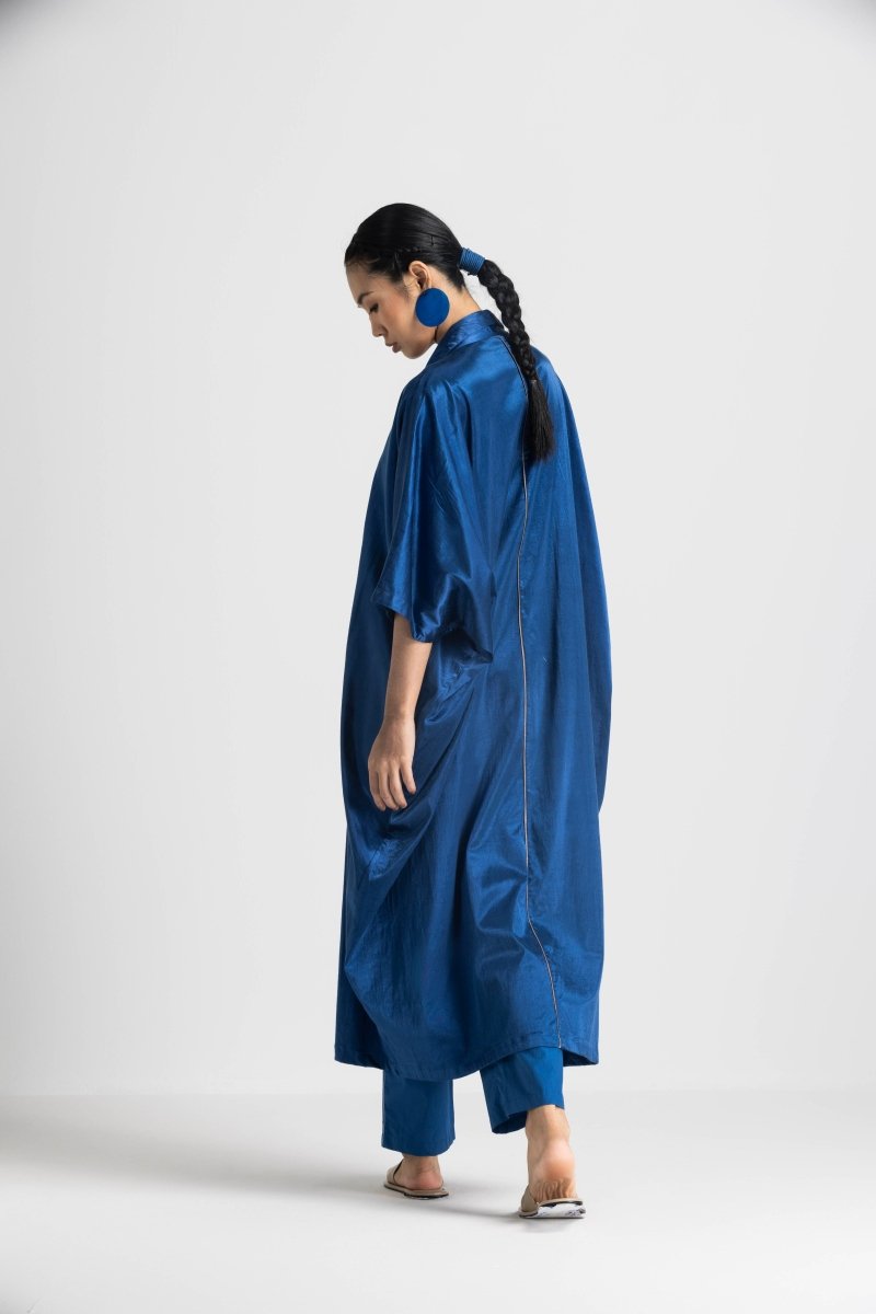 V Neck Kaftan - Electric Blue - Three