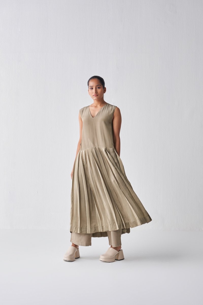 Waist Pleat Tunic Co ord - Sage - Three