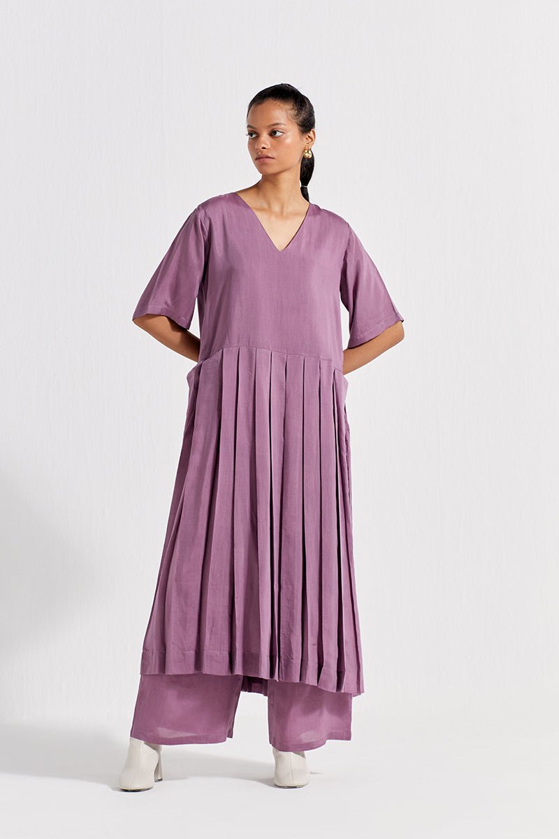 Waist Pleat Tunic Co-ord (Set of 2) - Lilac - Three