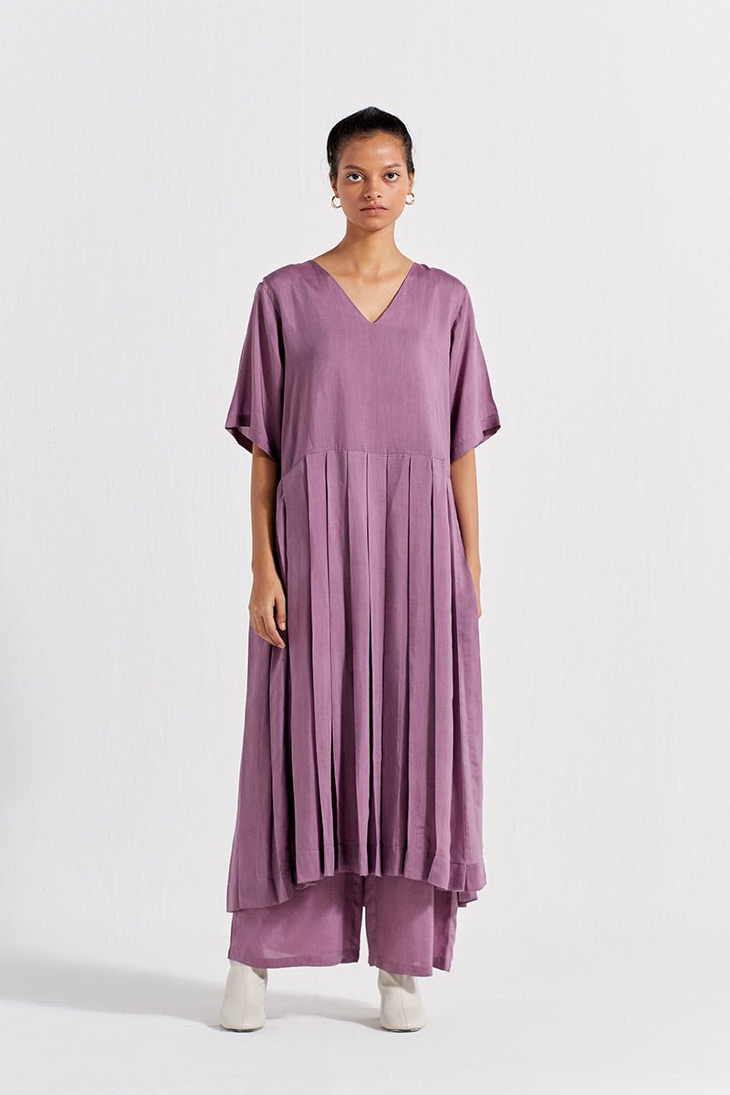 Waist Pleat Tunic - Lilac - Three