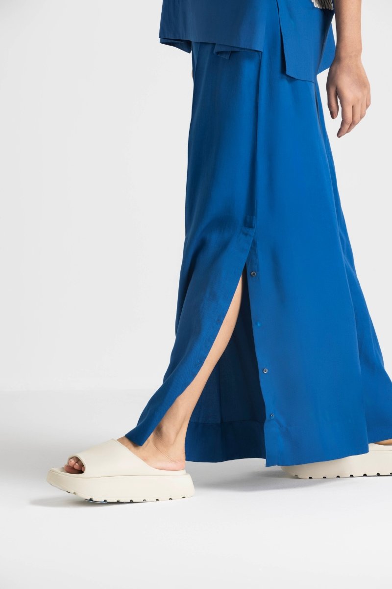 Wave Embroidery Top Co-ord - Electric Blue - Three