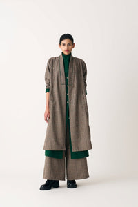Wrap Collar Overlay Co-ord - Umber Check (Set of 3) - Three