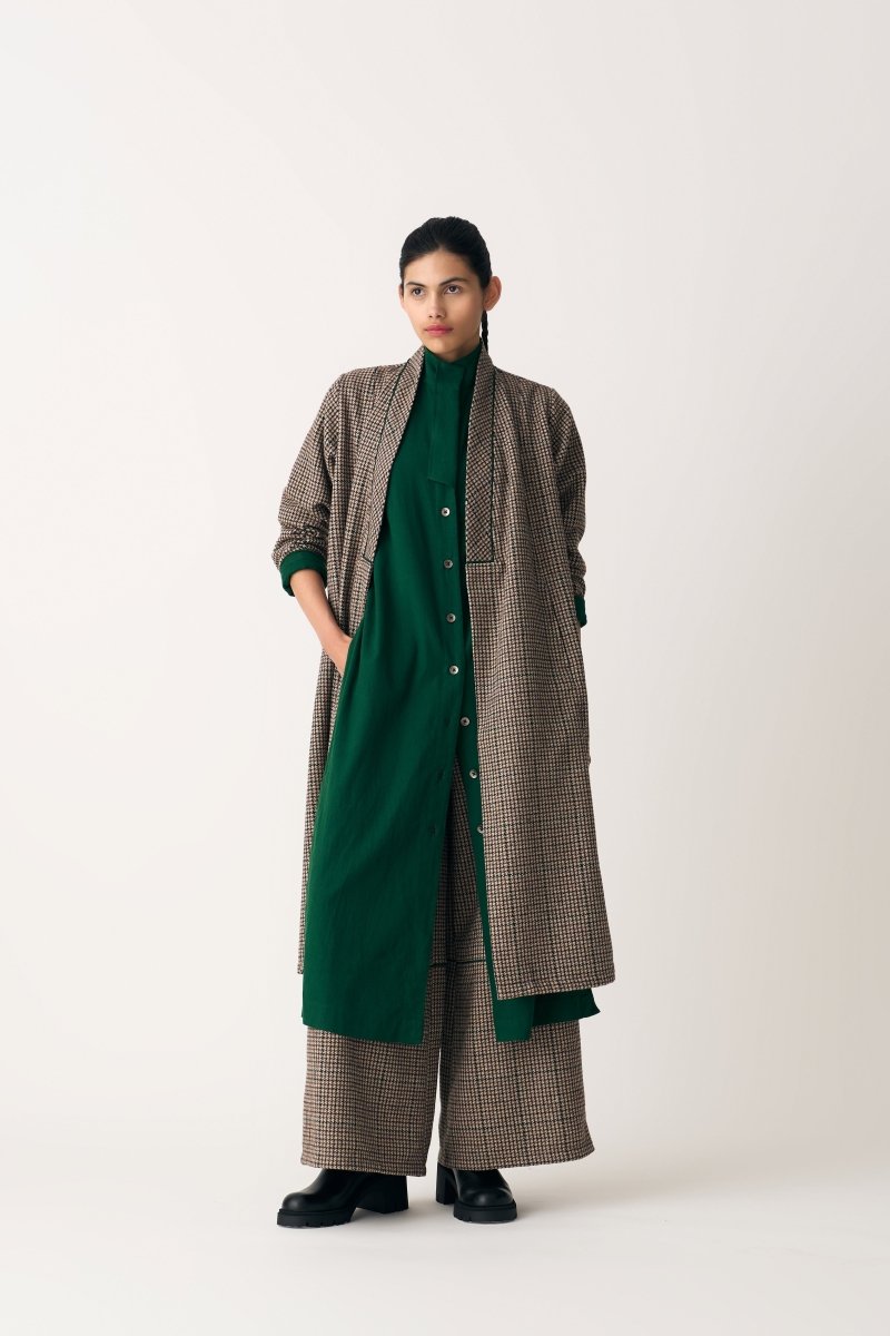 Wrap Collar Overlay Co-ord - Umber Check (Set of 3) - Three