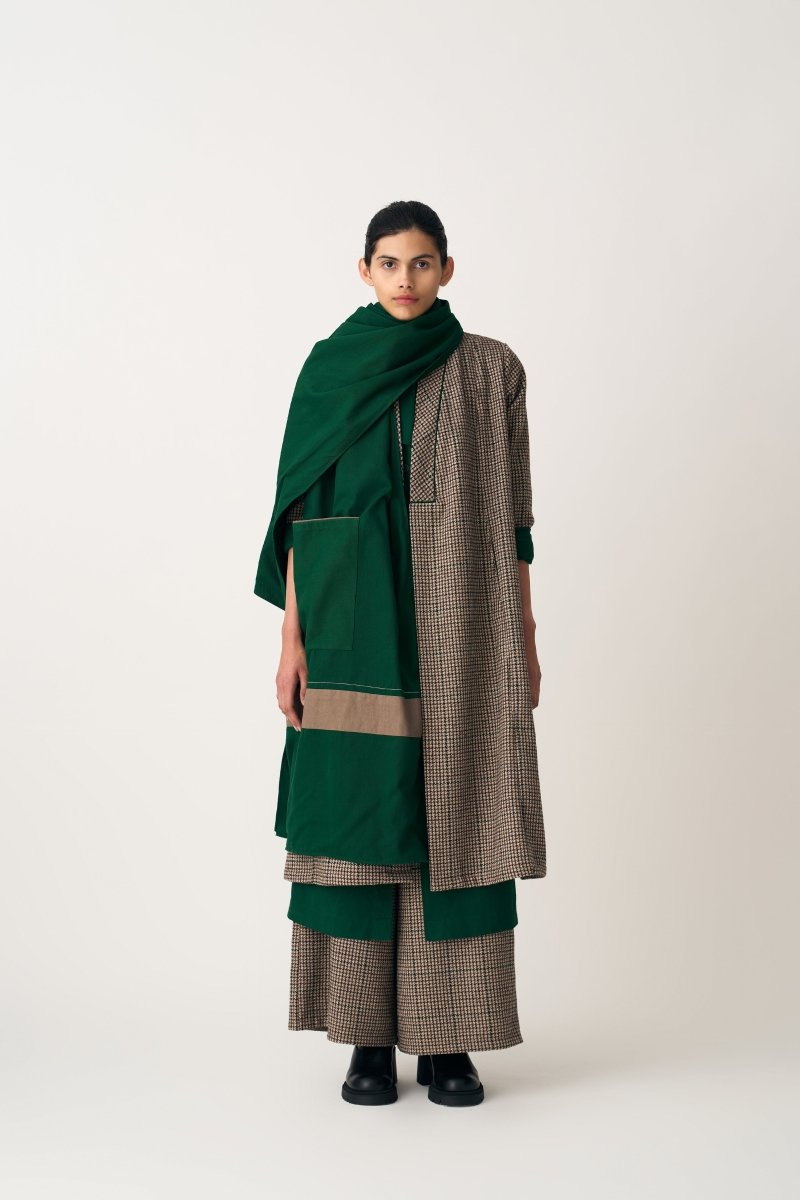 Wrap Collar Overlay Co-ord - Umber Check (Set of 4) - Three