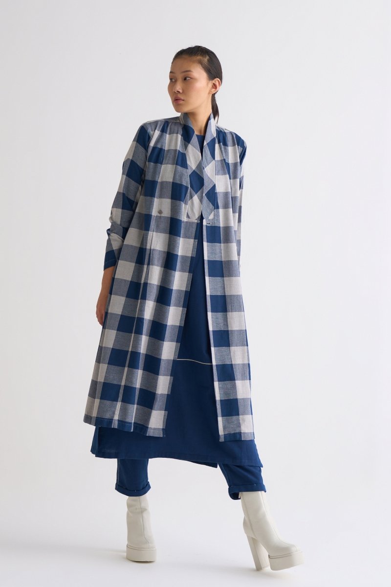 Wrap Collar Overlay - Navy Check - Three