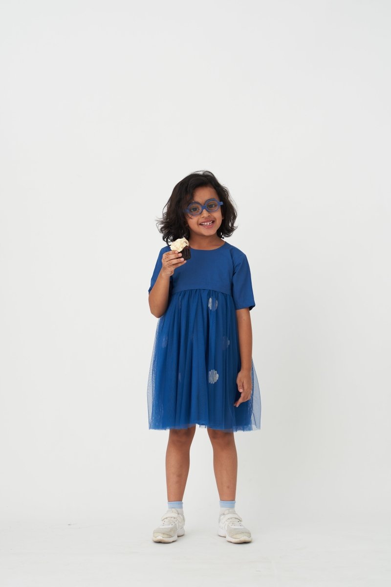 Yoke Dress - Electric Blue - Three