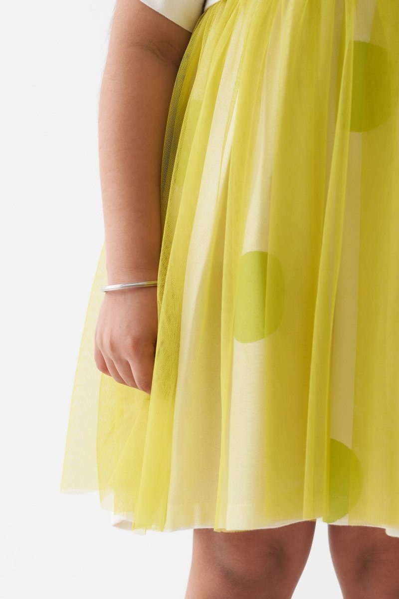 Yoke Dress - Lime Polka - Three