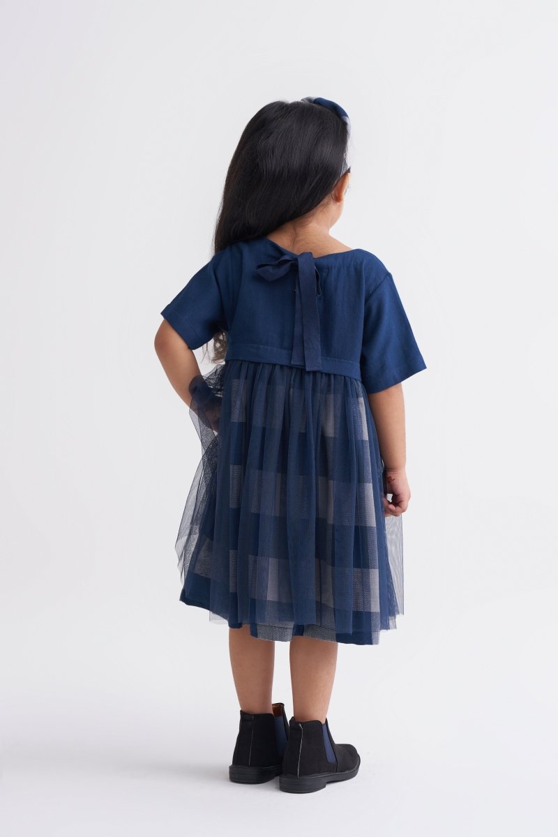 Yoke Dress - Navy - Three