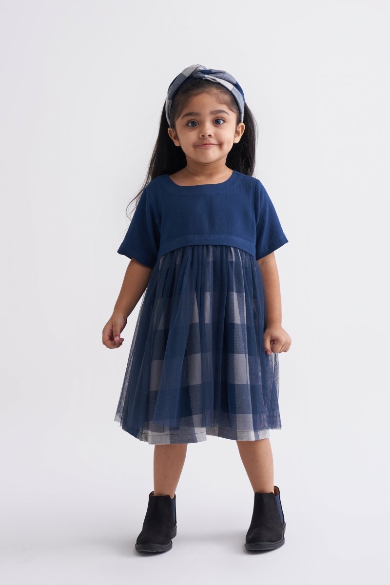 Yoke Dress - Navy - Three